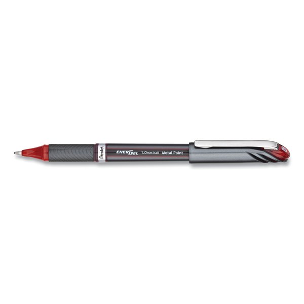 Pentel EnerGel NV Stick Gel Pen, 1mm Metal Tip, Red Ink/Barrel, PK12 BL30B